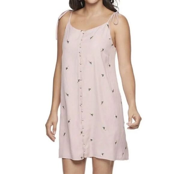 Hailey Lyn Dusky Pink Mauve button front embroidery Y2K style dress size 12 - Picture 1 of 6